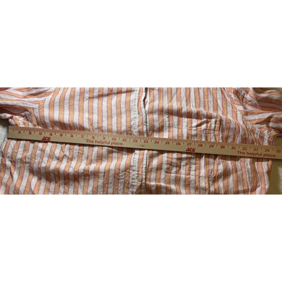 Universal Thread Relaxed Fit Striped Button Up Blouse Shirt Women Size XXL Linen - Picture 4 of 7